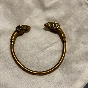 Gold Ram Head Bangle Bracelet